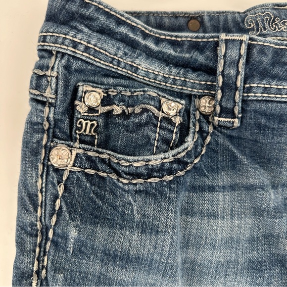 Miss Me Blue Jean Shorts with Rhinestone Embellishments - Picture 5 of 7